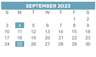 District School Academic Calendar for Alta Academy for September 2023