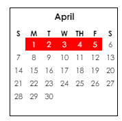 District School Academic Calendar for Thomson Middle School for April 2024