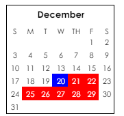 District School Academic Calendar for Webb Elementary School for December 2023
