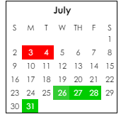 District School Academic Calendar for Rehobeth Middle School for July 2023