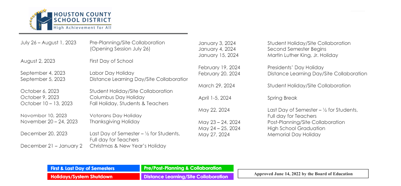 District School Academic Calendar Key for Rehobeth Elementary School