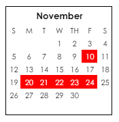 District School Academic Calendar for Bonaire Middle School for November 2023