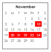 District School Academic Calendar for Perry Middle School for November 2023