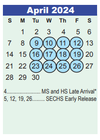 District School Academic Calendar for Foster Elementary for April 2024