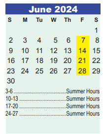 District School Academic Calendar for Elm Grove Elementary for June 2024