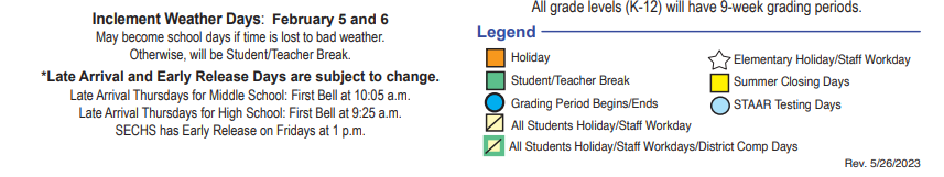 District School Academic Calendar Key for Elm Grove Elementary