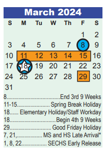 District School Academic Calendar for Whispering Pines Elementary for March 2024