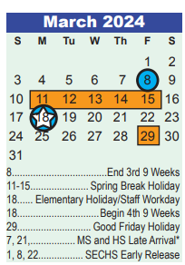 District School Academic Calendar for Creekwood Middle for March 2024