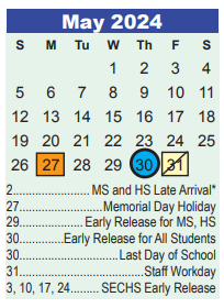 District School Academic Calendar for Atascocita Middle for May 2024