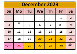 District School Academic Calendar for Winnemucca Grammar School for December 2023