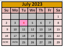 District School Academic Calendar for Winnemucca Grammar School for July 2023