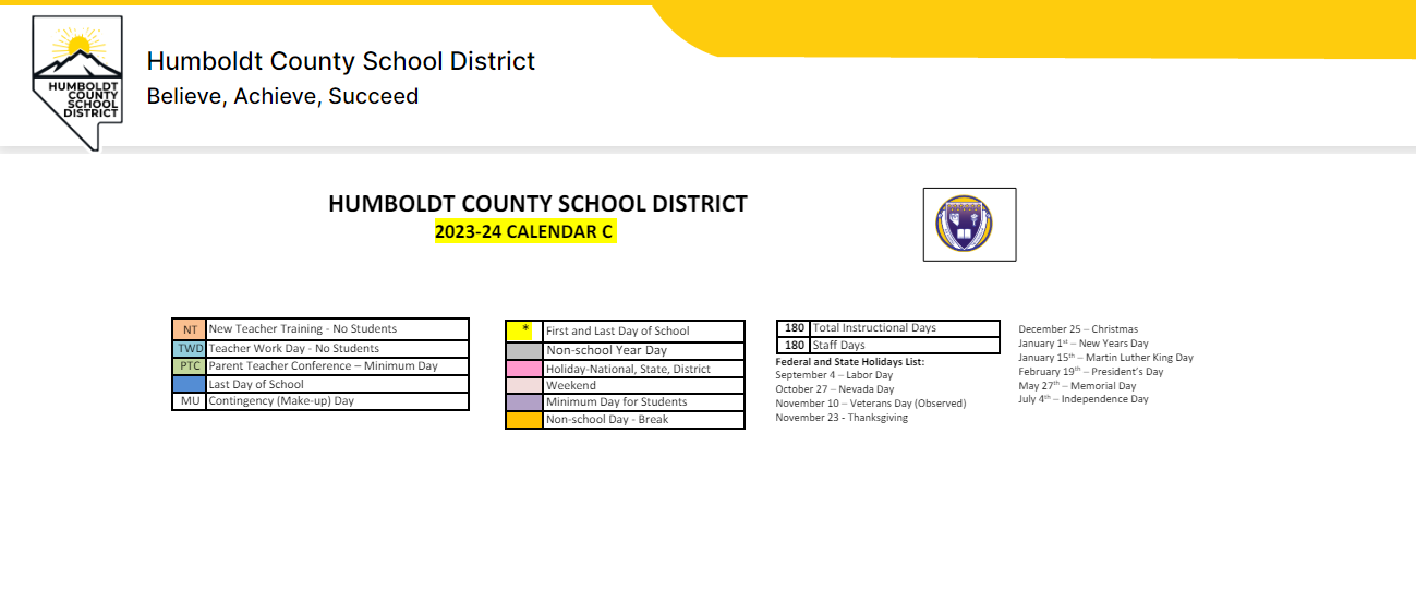 District School Academic Calendar Key for Winnemucca Grammar School