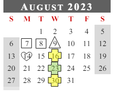 District School Academic Calendar for Flint Springs Elementary for August 2023