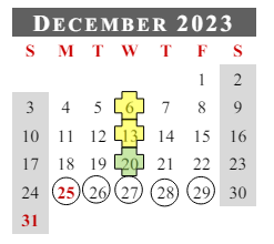 District School Academic Calendar for Flint Springs Elementary for December 2023