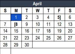 District School Academic Calendar for Tarrant Co J J A E P for April 2024