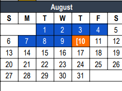 District School Academic Calendar for Oakwood Terrace Elementary for August 2023