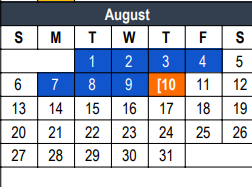 District School Academic Calendar for Euless J H for August 2023