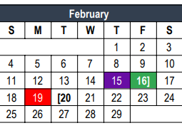 District School Academic Calendar for Euless J H for February 2024