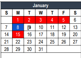 District School Academic Calendar for Euless J H for January 2024