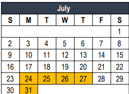 District School Academic Calendar for Stonegate Elementary for July 2023