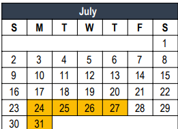 District School Academic Calendar for Euless J H for July 2023