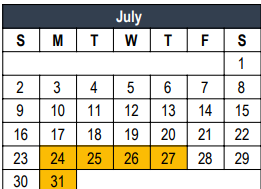 District School Academic Calendar for Lakewood Elementary for July 2023