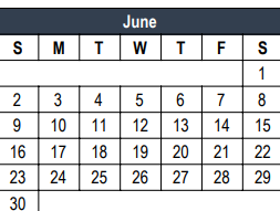 District School Academic Calendar for Oakwood Terrace Elementary for June 2024