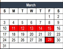 District School Academic Calendar for Shady Brook Elementary for March 2024