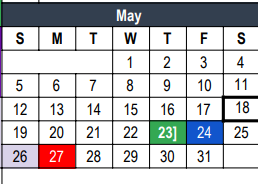 District School Academic Calendar for Bell Manor Elementary for May 2024