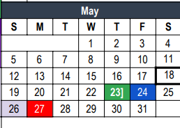 District School Academic Calendar for Technical Ed Ctr for May 2024