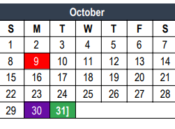 District School Academic Calendar for Spring Garden Elementary for October 2023