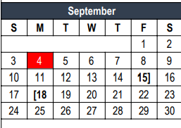District School Academic Calendar for Euless J H for September 2023