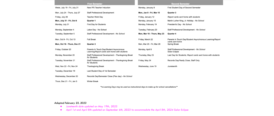 District School Academic Calendar Key for Shortridge Middle School