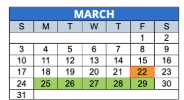 District School Academic Calendar for Mary E Nicholson School 70 for March 2024