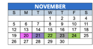 District School Academic Calendar for Mary E Nicholson School 70 for November 2023