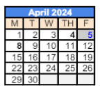 District School Academic Calendar for 279 Crest View Ts for April 2024