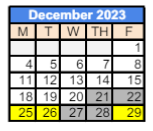 District School Academic Calendar for Alc Prairie Center Alternative Is for December 2023