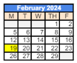 District School Academic Calendar for 279 Crest View Ts for February 2024