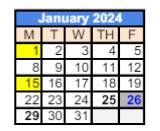 District School Academic Calendar for 279 Crest View Ts for January 2024