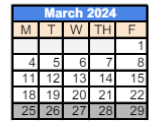 District School Academic Calendar for 279 Crest View Ts for March 2024