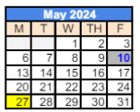 District School Academic Calendar for 279 Crest View Ts for May 2024