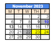 District School Academic Calendar for Alc Prairie Center Alternative Is for November 2023
