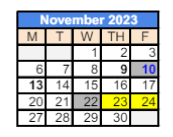 District School Academic Calendar for 279 Crest View Ts for November 2023