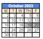 District School Academic Calendar for 279 Crest View Ts for October 2023