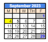 District School Academic Calendar for 279 Crest View Ts for September 2023