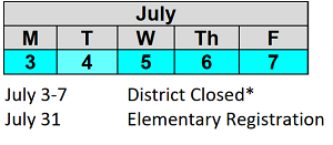 District School Academic Calendar for Robert Lucas Elementary School for July 2023