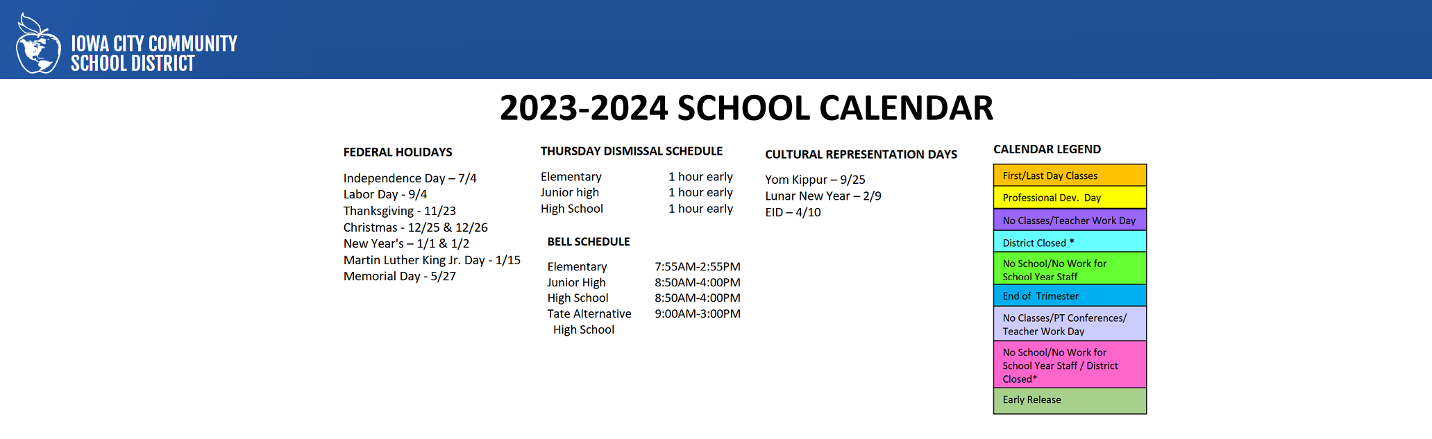 District School Academic Calendar Key for Robert Lucas Elementary School