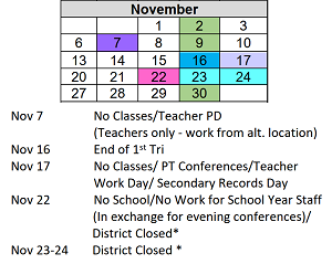 District School Academic Calendar for Robert Lucas Elementary School for November 2023