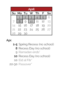 District School Academic Calendar for Lehman Alternative Community School for April 2024