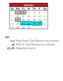 District School Academic Calendar for Lehman Alternative Community School for January 2024